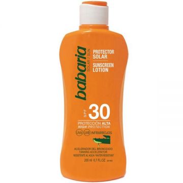 Lotiune Protectie Solara SPF30 si Accelerator Bronzare - Babaria Sunscreen Lotion with Tanning Accelerator SPF30, 200 ml