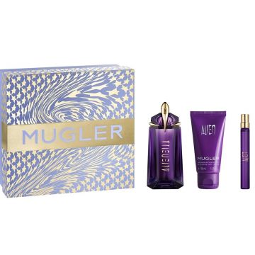 Set cadou Alien Thierry Mugler, Femei, Apa de Parfum, 90 ml + Lotiune de corp 50 ml + Apa de Parfum, 10 ml