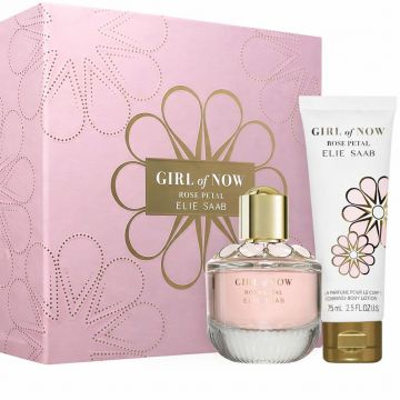 Set cadou Elie Saab Girl of Now Rose Petal, Apa de Parfum, Femei, 50 ml + Lotiune de corp, 75 ml