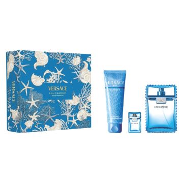 Set cadou Versace Man Eau Fraiche, Apa de toaleta, 100 ml + 5 ml si Gel de dus, 150 ml