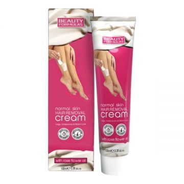 Crema depilatoare cu ulei de trandafiri, pentru piele normala (picioare, axila si linia bikinilor) Beauty Formulas, 100 ml ieftina
