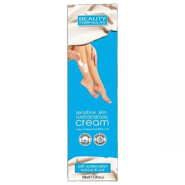 Crema depilatoare pentru piele sensibila (picioare, axila si linia bikinilor), Beauty Formulas, 100 ml ieftina