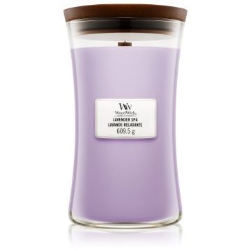Woodwick Lavender Spa lumânare parfumată cu fitil din lemn