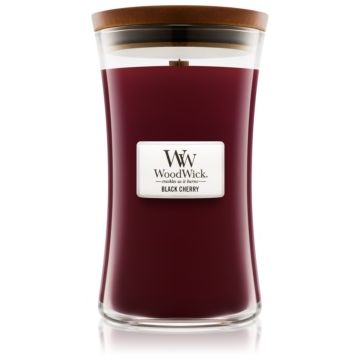 Woodwick Black Cherry lumânare parfumată cu fitil din lemn de firma original