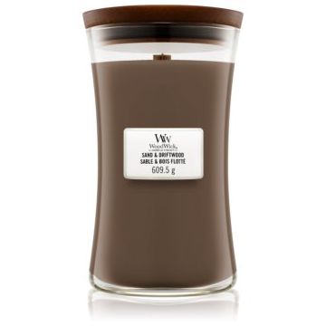 Woodwick Sand & Driftwood lumânare parfumată  cu fitil din lemn