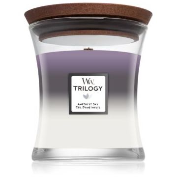Woodwick Trilogy Amethyst Sky lumânare parfumată cu fitil din lemn