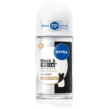 NIVEA Invisible Black & White Silky Smooth deodorant roll-on antiperspirant pentru femei