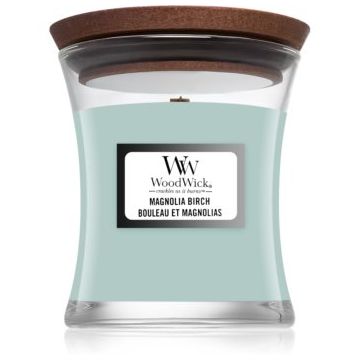 Woodwick Magnolia Birch lumânare parfumată cu fitil din lemn