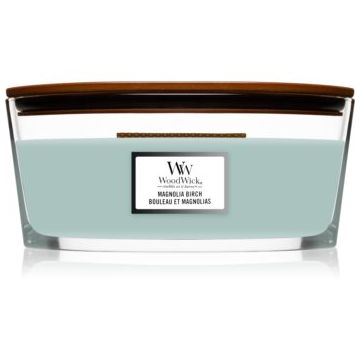 Woodwick Magnolia Birch lumânare parfumată cu fitil din lemn (hearthwick)