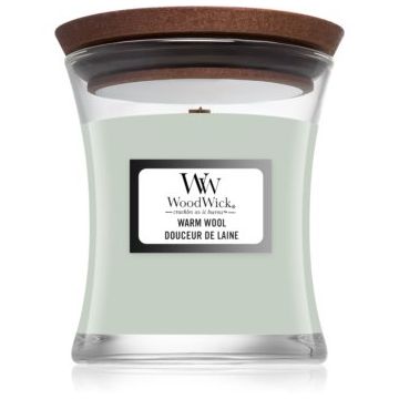 Woodwick Warm Wool lumânare parfumată cu fitil din lemn