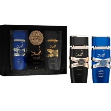 Set Cadou Asad apa de parfum 100 ml + Asad Zanzibar, Lattafa, apa de parfum 100 ml, barbati