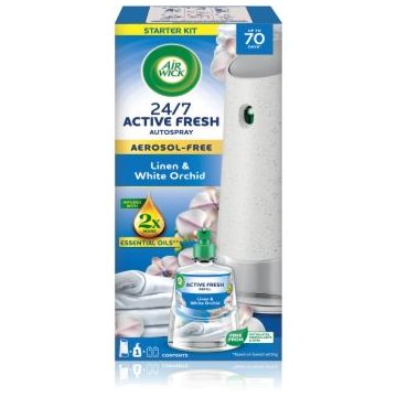 Air Wick Active Fresh Linen & White Orchid odorizant de aer automat cu reîncărcare Air Wick Active Fresh Linen & White Orchid odorizant de aer automat cu reîncărcare