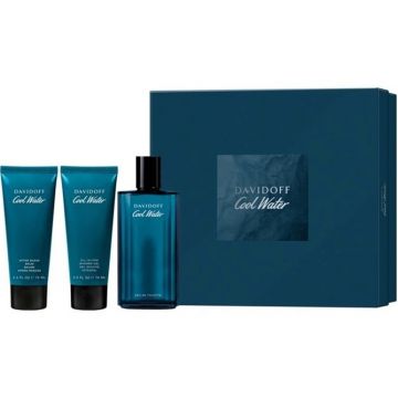 Set Cadou Davidoff Cool Water, Barbati Apa de Toaleta, 125 ml + Gel de Dus 75 ml + After Shave Balsam, 75 ml (Continut set: 125 ml Apa de Toaleta + 75 ml Gel de Dus + 75 ml After Shave Balsam)