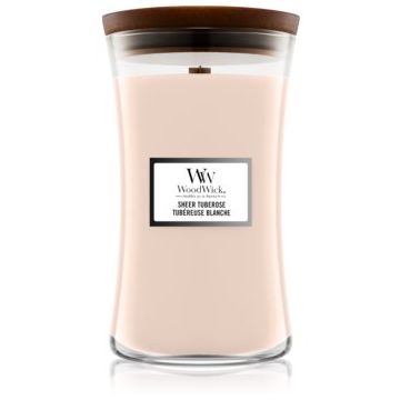 Woodwick Sheer Tuberose lumânare parfumată