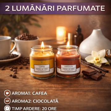 Set 2 lumanari parfumate, Cafea&Ciocolata, 20h