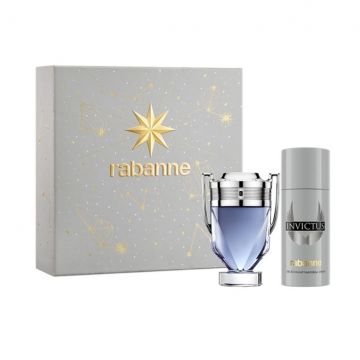 Set cadou Paco Rabanne, Invictus, Apa de Toaleta, Barbati, 100 ml + Deodorant spray, 150 ml