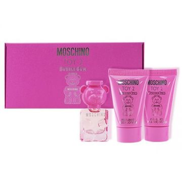 Set cadou Moschino Toy 2 Bubble Gum, Apa de Parfum, 5 ml + Lotiune de Corp, 25 ml + Gel de Dus, 25 ml
